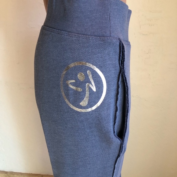 Zumba Fitness Grey’s The Way Sweatpants Women’s Size L Grey/Teal Elastic Waist - Picture 4 of 16